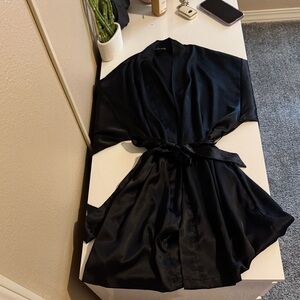 Victoria's Secret Black Satin Robe